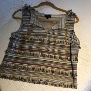 Size 6 Worth NY fringe top in multi, side zip